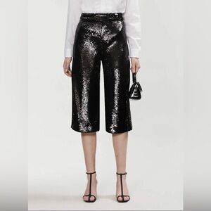 Black sequins culottes pants
